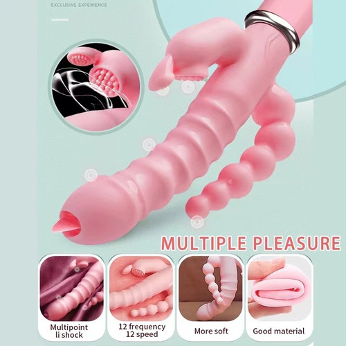 Massageador Corporal Elétrico Recarregável Triplo Plus Max Rosa