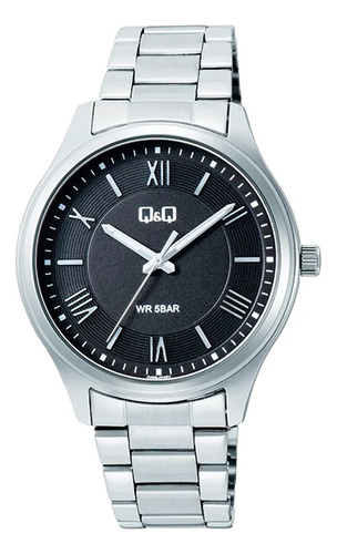 Reloj Q&q Malla Acero Inox Esfera Color Negro Q49b003py Febo