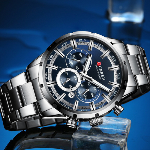 Curren 8355 - Reloj De Cuarzo Para Hombre, Color Plateado