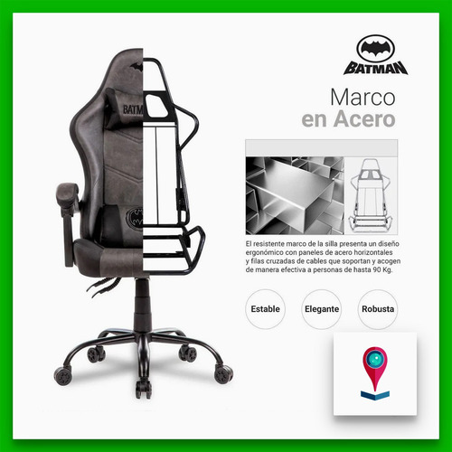 Imagen 4 de 4 de Dc Comics Batman Silla Butaca Gamer Ergonomica Apoyo Lumbar
