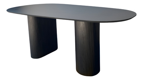 Mesa Orgânica De Jantar 160x90cm Duas Bases Madeira Ébano