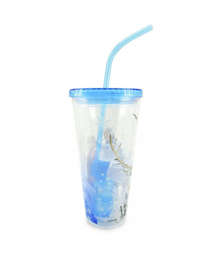 Imagem 2 de 3 de Copo C/canudo E Cubo De Gelo Plastico Disney-frozen