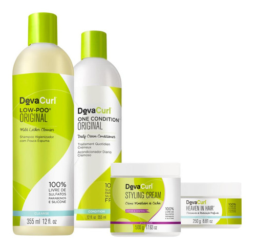 Kit Deva Curl Shampoo E Cond 355ml, Creme 500g, Máscara 250g