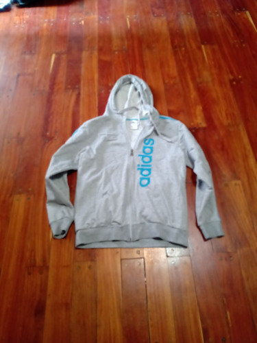 Buzo Campera adidas Tm Gris Capucha Algodón 