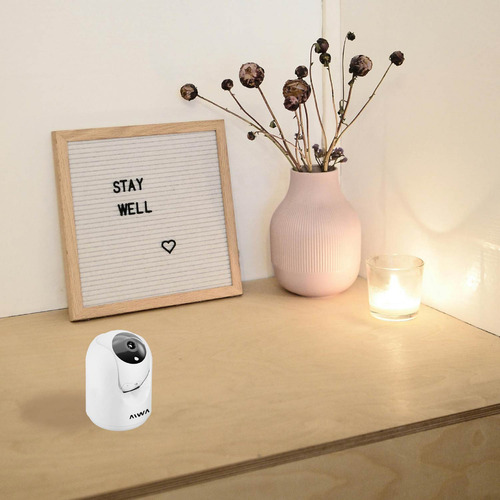 Cámara De Seguridad Interior Aiwa 3mp Fhd Rotativa Wi-fi - Visión Nocturna, Detección De Movimiento, Audio Bidireccional, Luces Infrarrojas, Almacenamiento En Micro-sd Y Nube