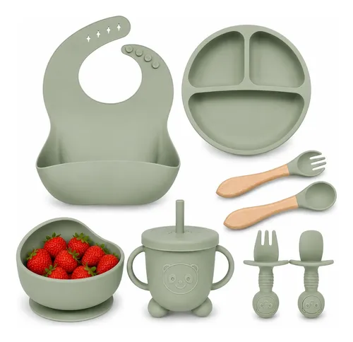 Kit Introdução Alimentar Infantil Bebê Copo Silicone Talher