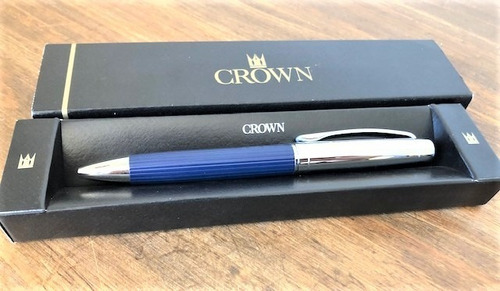 Imagem 3 de 4 de Caneta Crown Azul E Prata Formatura Profissão Medicina
