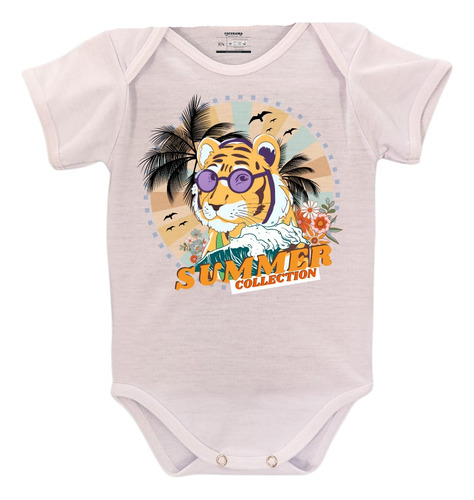 Body De Bebê Infantil Personalizado Summer Collection Tigre