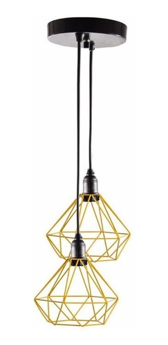 Lustre Pendente Duplo Aramado Diamante Pequeno