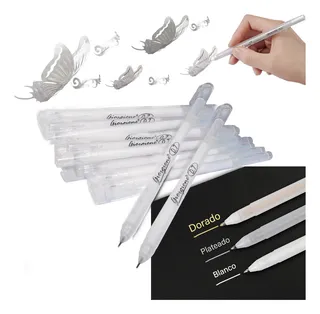 12 Plumas Bolígrafos Lapiceros De Tinta Blanca Gel 2 Colors