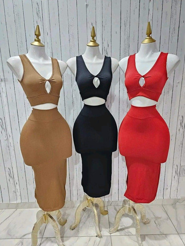Conjunto Falda Larga 2pz Top Mujer Casual Moda Dama Blusa