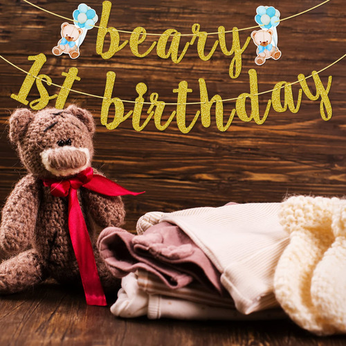 Birthday Banner Little Man Beary 1st Teddy Bear Theme