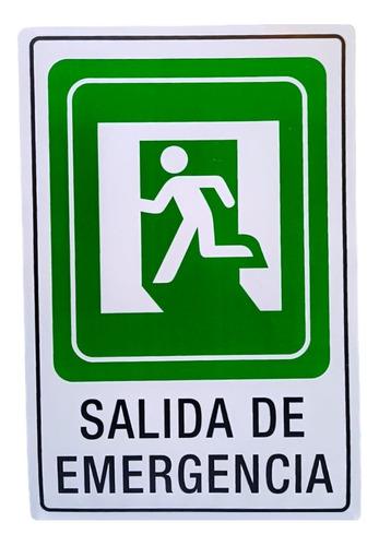 Señalitica Salida Emergencia Letrero Cartel Placa 30cmx20cm