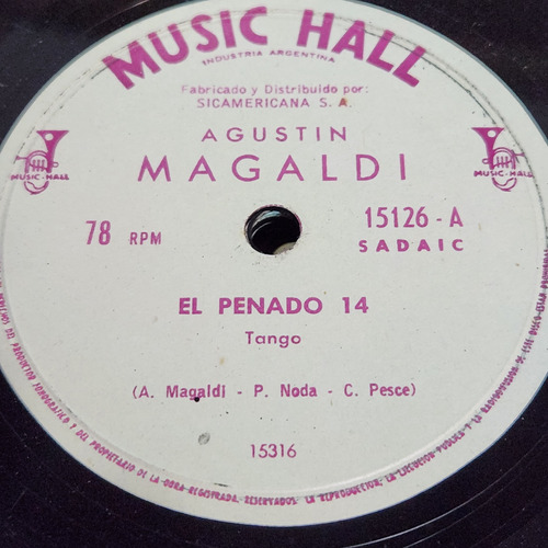 Pasta Agustin Magaldi 15126 Music Hall  C574