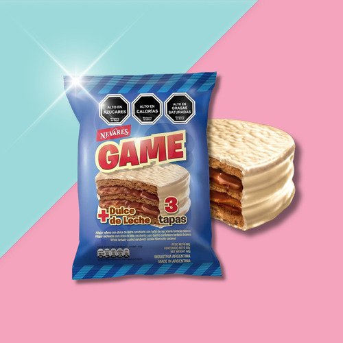 Alfajor Game Blanco 3 Tapas Caja 24 Unidades