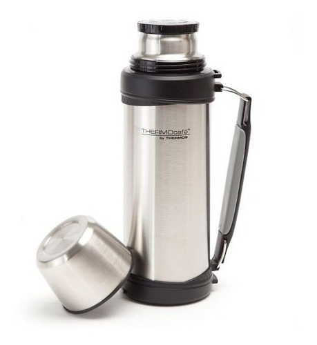 Termo Thermos 1 Lt Acero Inoxi Manija Doble Pared Mate Cafe