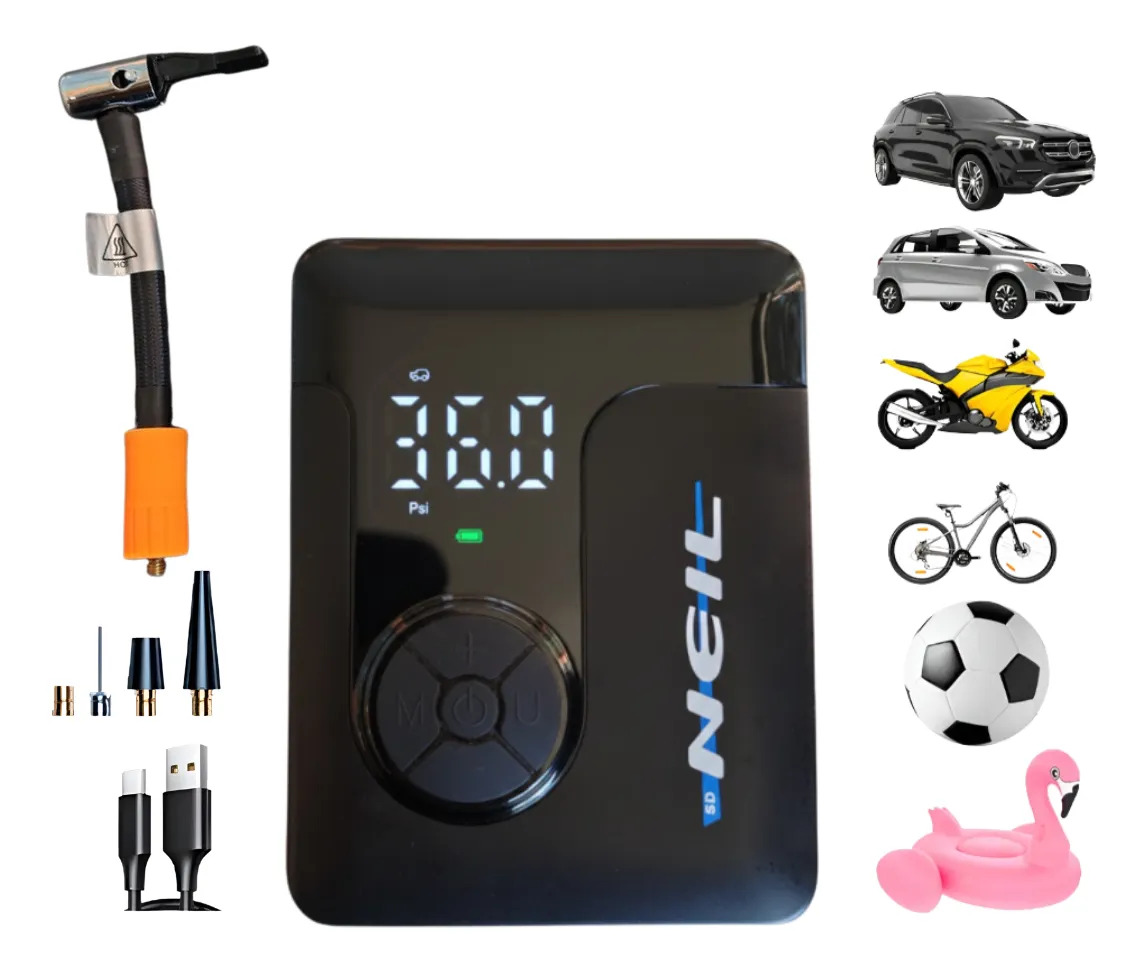 Inflador Portatil Neil Compresor De Aire 150psi Digital