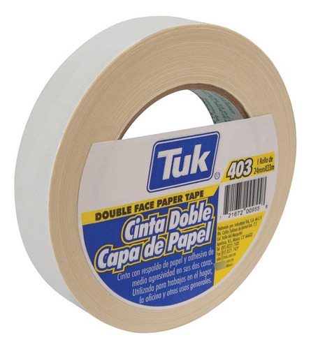 Cinta Adhesiva Doble Capa Papel 0.24x33m - Tuk 420303 /v