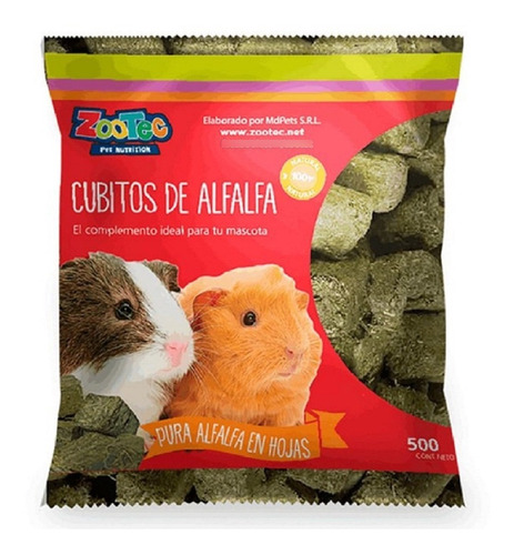 Alfalfa En Cubos 500grs Zootec- Conejos Cobayos Roedores