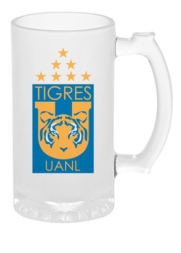 Tarro Cervecero Tigres, Tarro Futbol 16oz=473ml Satinado