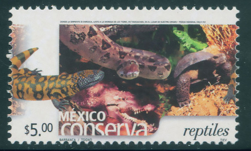Mexico 2005 Timbre $5 Reptiles Mint Nh Bu Unck. Fi