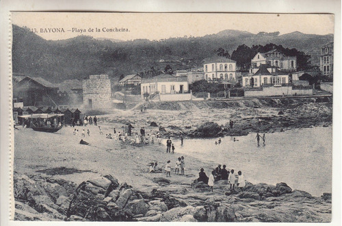 Antigua Postal Playa La Concheira Bayona Pontevedra Galicia
