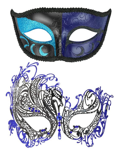 Mascaras Metal Para Parejas Veneciana Disfraz Halloween Mard