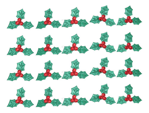 Hojas Y Tallos De Acebo Rojo, 1000 Unidades De Bayas Artific