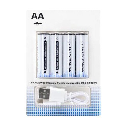 Pack 4 Pilas Aa Recargables Puerto Tipo-c Mas Cable Usb X 4