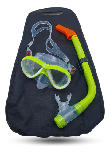 Mascara Snorkel Infantil Óculos Natação Kit Para Mergulho Cor Verde