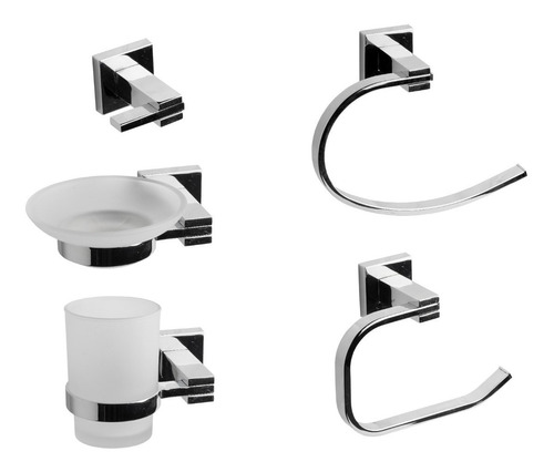 Set De Baño Kit Accesorios Completo 5 Piezas Cromado