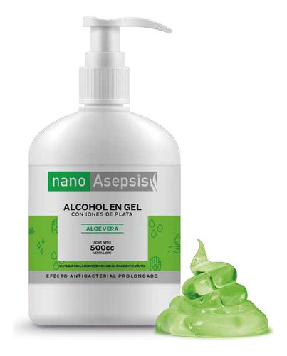 Alcohol En Gel Nano Asepsis Con Aloe Vera 500cc X 12 