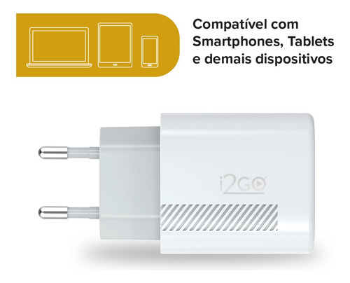 Carregador Turbo I2go 1 Saída Usb-c 20w + Saída 1 Usb-a 18w