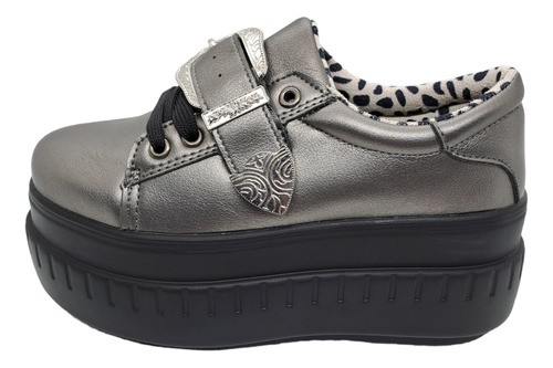 Zapatillas Urbanas De Plataforma Con Hebilla Gris Plomo