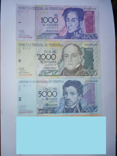 Billetes De Venezuela, Colección Set De 3 Billetes