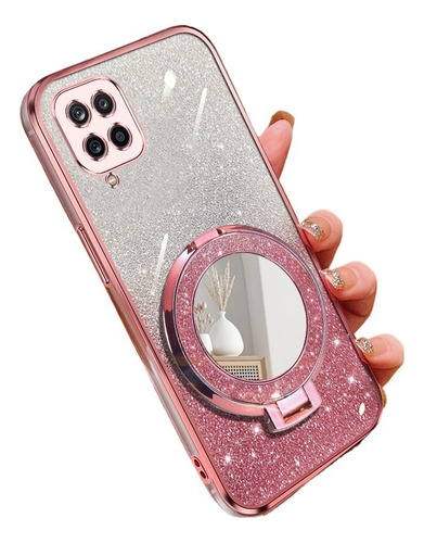 Brillo Brillante Funda Para Samsung A12, With Espejo Soporte