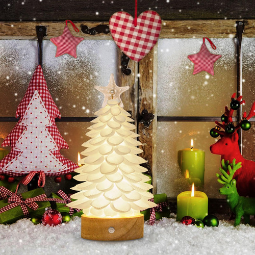 Árbol De Navidad Hecho A Mano Con Conchas Y Luz Led