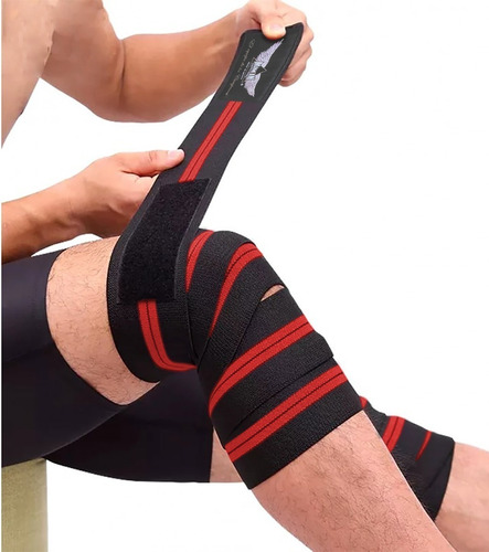 Imagen 1 de 4 de Par De Vendas Para Rodilla Premium Knee Wraps Crossfit Gym 