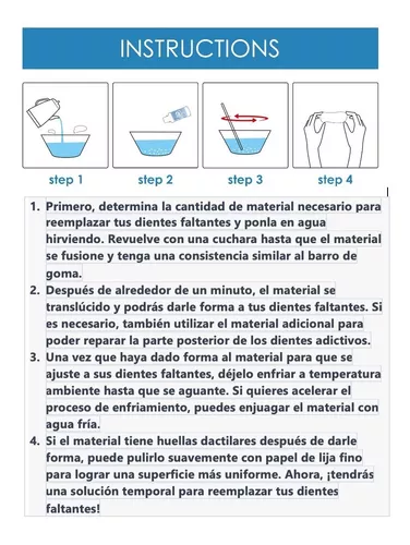 Kit Para Hacer Diente Postizo Protesis Temporal Easy Tooth