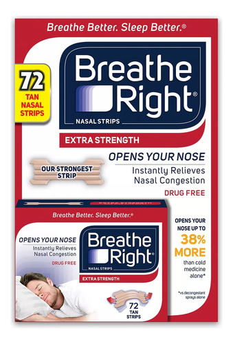 Breathe Right Extra Tiras Nasales De Fuerza, 72 Tiras