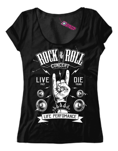 Remera Mujer Rock And Rock Live Fast Die Young Mb28 Dtg