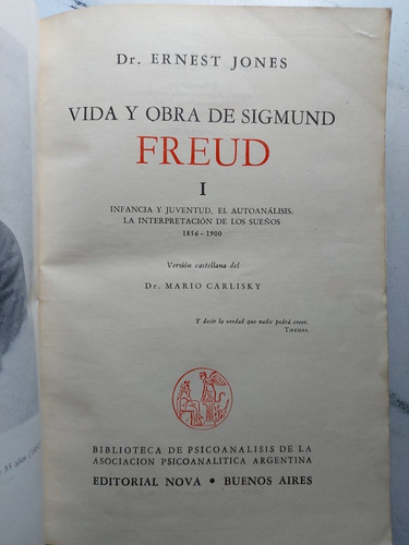 Imagen 2 de 7 de Vida Y Obra De Sigmund Freud. Tomo 1. 52969