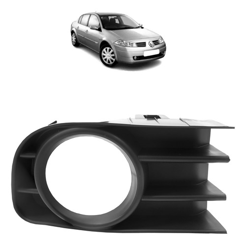 Moldura Grade Milha Megane 2006 A 2012 Preto Liso Com Furo