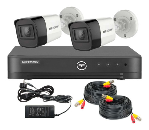 Hikvision Kit Dvr 4ch 2 Cámaras 1080p Fuente Cables Combo