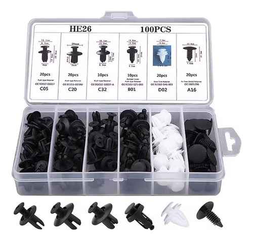 Kit 100 Presilha Grampo Parabarro Parachoque Universal Carro