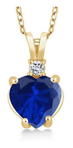 Collar - 2.38 Ct Heart Shape Blue Created Sapphire White Top