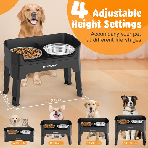 // Cuencos Elevated Dog Bowls Urpower 3 En 1 A Prueba De