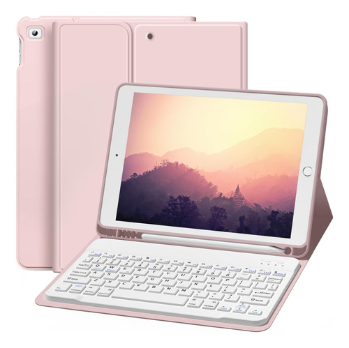 Funda Con Teclado Marca Aoub / Para iPad 9.7  / Pink