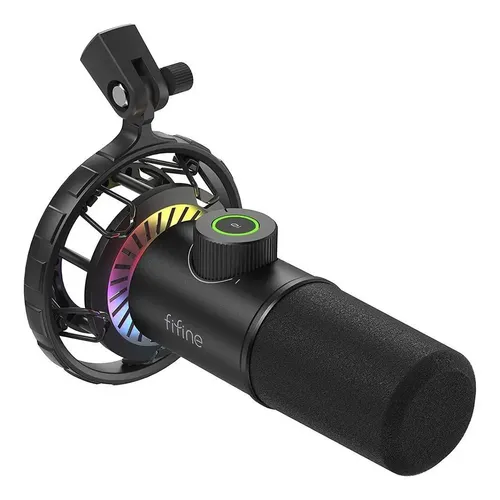 Microfone Dinâmico Fifine K658 USB-C Cardioide RGB Gamer