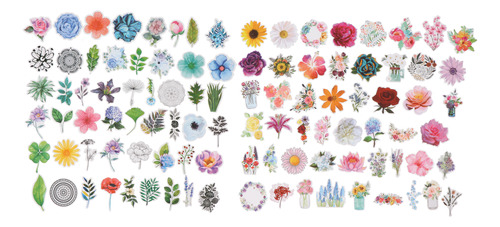 100 Pegatinas De Flores Impermeables, Calcomanías Florales A